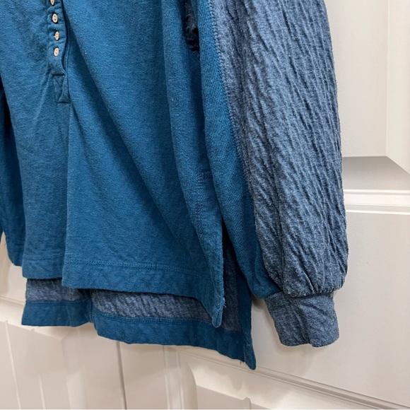 We The Free Oversized Henley in Turquoise, Size XS - Picture 6 of 7